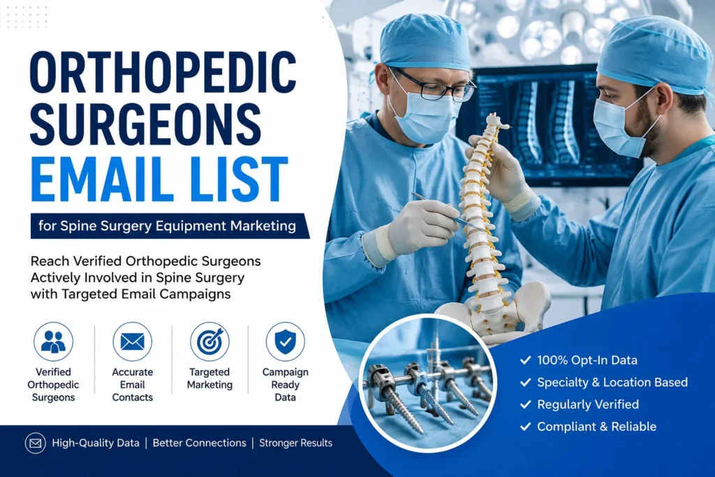 Orthopedic Surgeons Email List for Spine Surgery Equipment Marketing